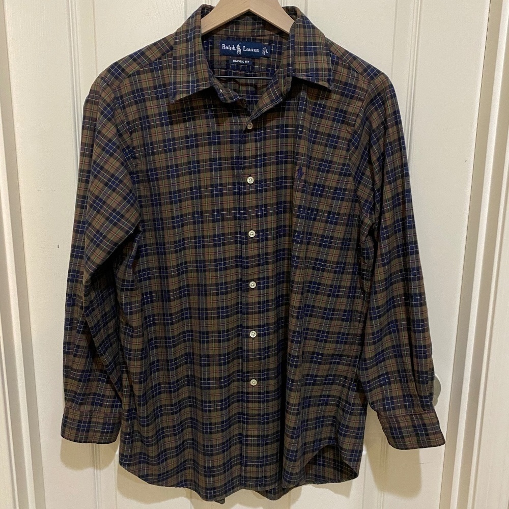 Ralph Lauren Classic Fit Button Front Men's Shirt- Size Large